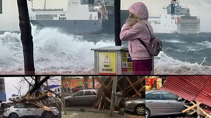 İstanbul'u fırtına yıktı geçti! Denizle kara birleşti, kıyıdaki tekneler parçalandı fırtına kopardı götürdü